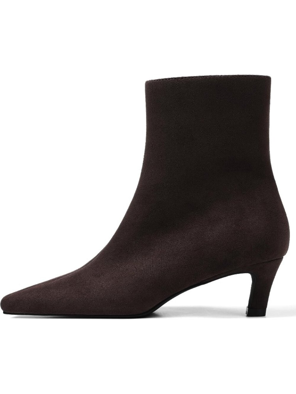 Women's Chocolate Suede Kitten Low Heel Square Toe Stiletto Stylish Ankle Boots